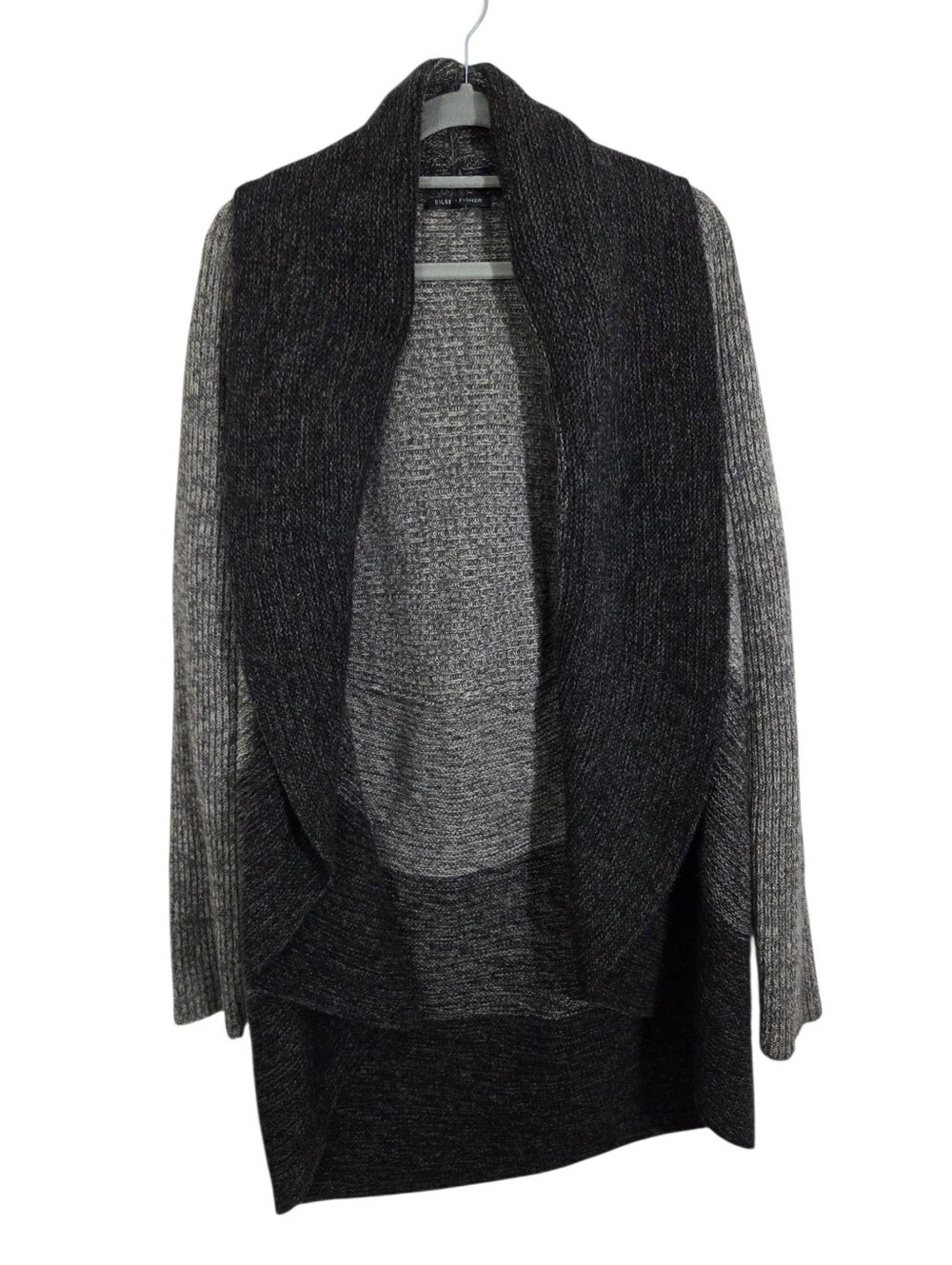 Eileen Fisher Supersoft Yak Merino Wool Heatherblock Cardigan Sweater Medium